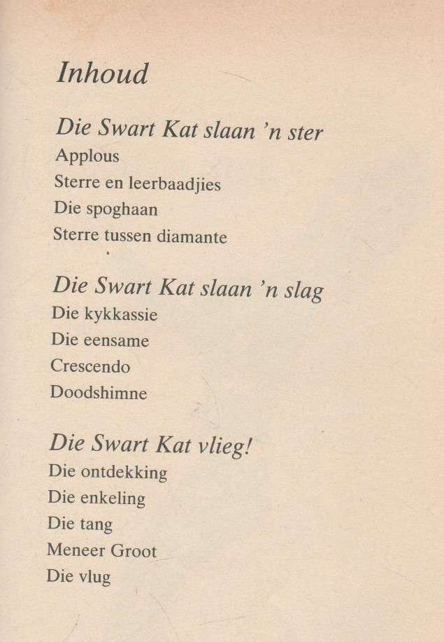 DIE SWART KAT SLAAN 'N STER EN VERDERE AVONTURE - CHRIS SASNER (1 STE UITGAWE 1982)
