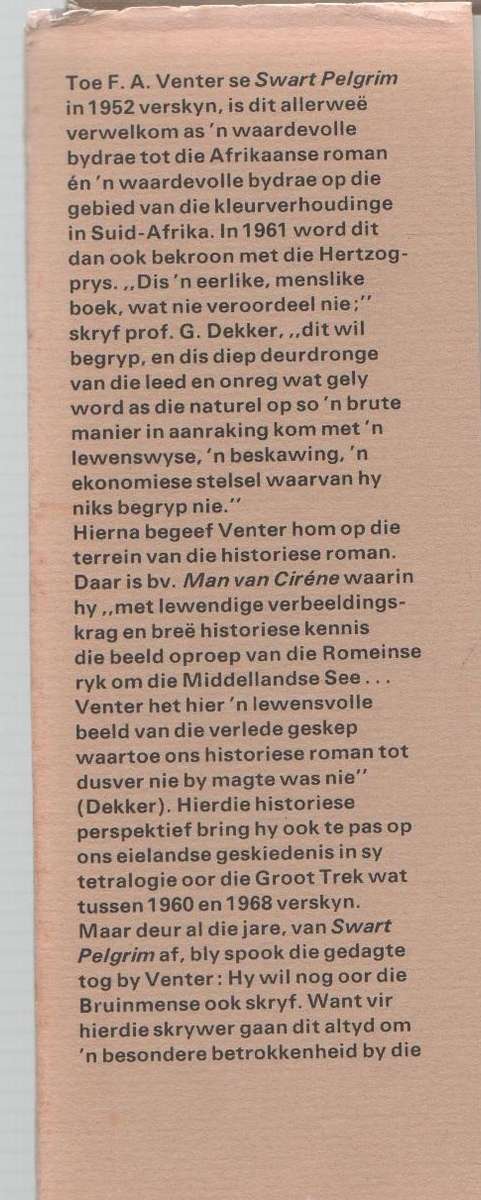 DIE MIDDAG VOEL NA WARM AS - F A VENTER (1 STE DRUK 1974)