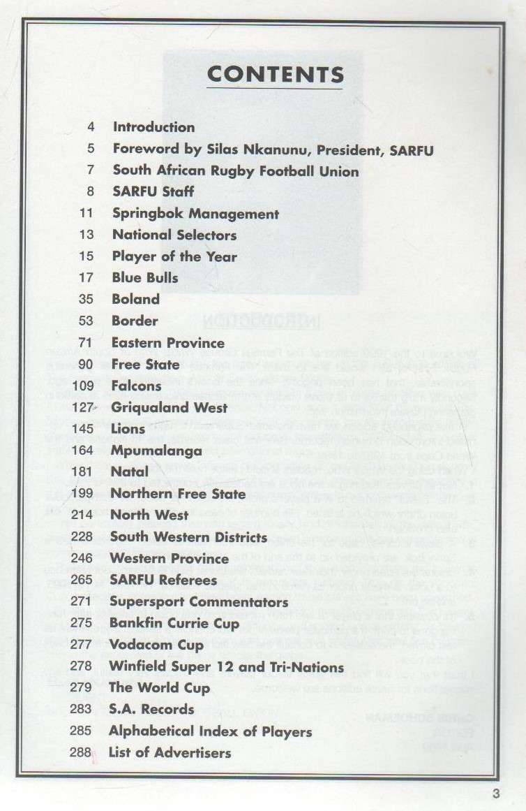 1999 WHO'S WHO OF SOUTH AFRICAN RUGBY - CHRIS SCHOEMAN (4TH EDITION 1999)
