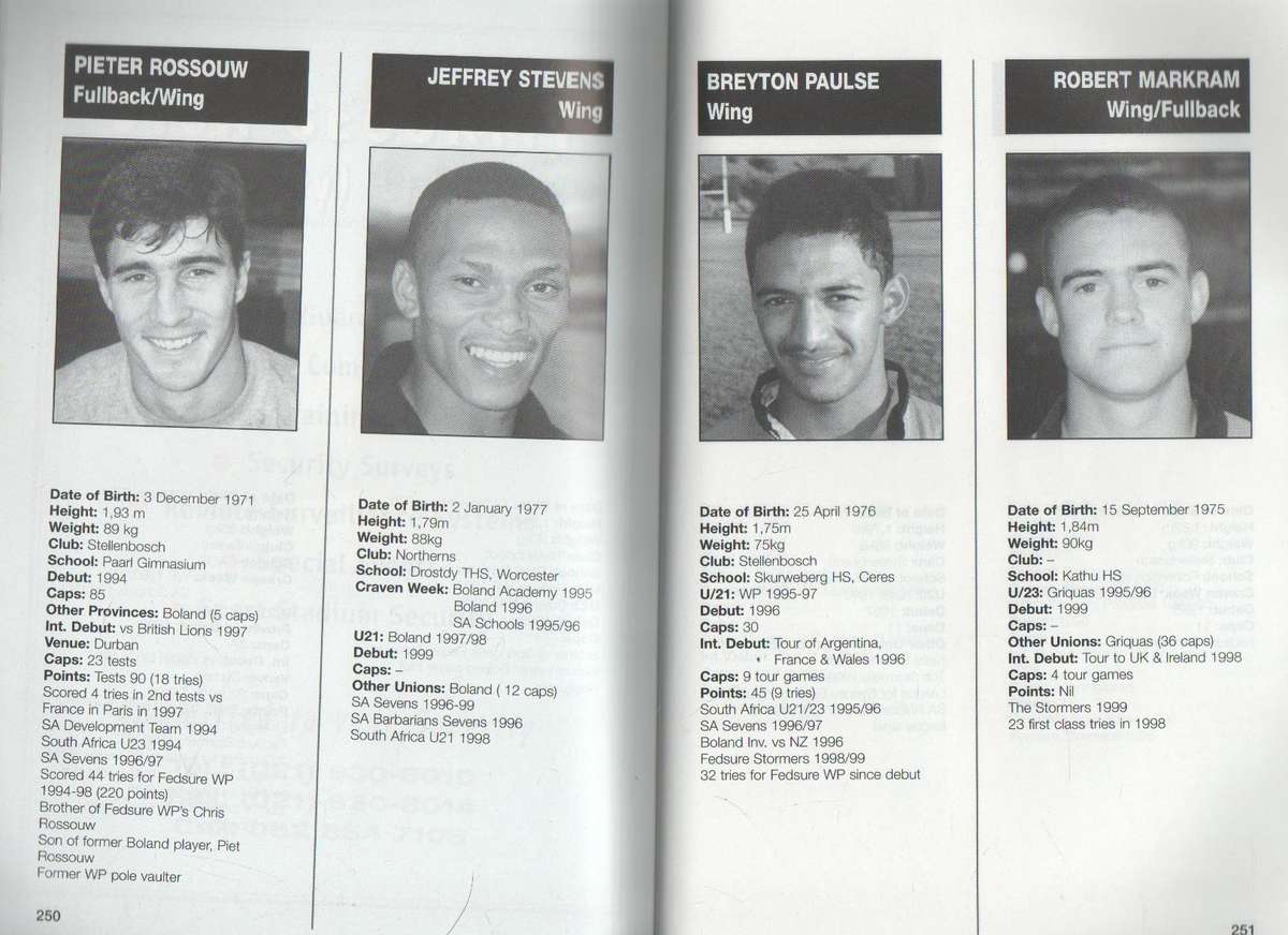 1999 WHO'S WHO OF SOUTH AFRICAN RUGBY - CHRIS SCHOEMAN (4TH EDITION 1999)