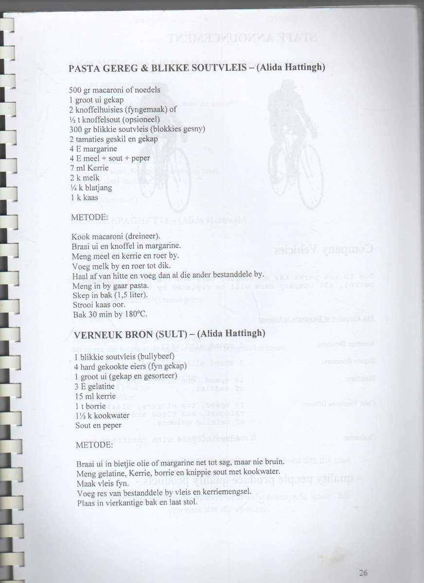 ELIZABETH JORDAAN TEHUIS RESEPTEBOEK - SAAMGESEL DEUR C A J DU PLESSIS