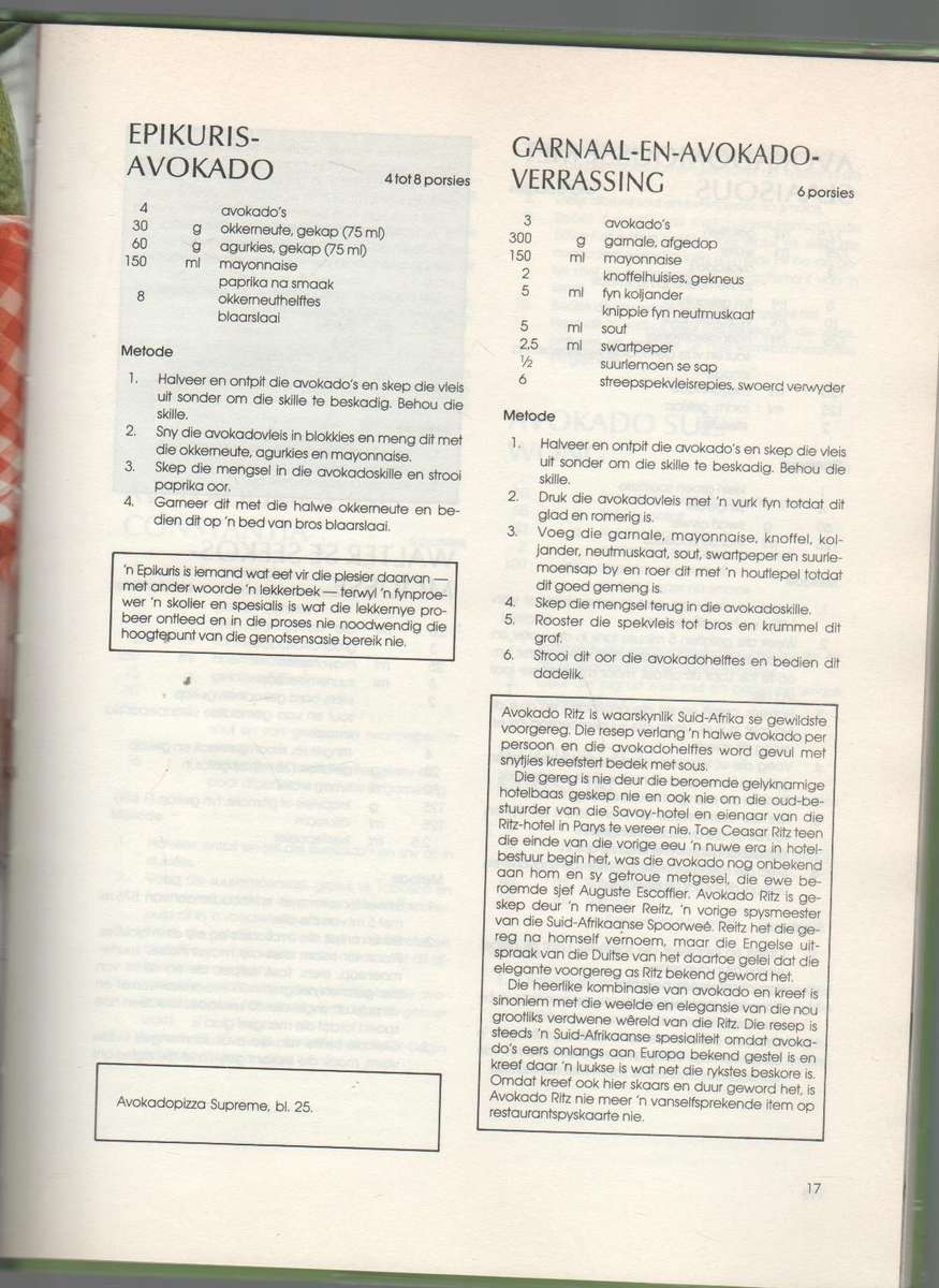 DIE SUID-AFRIKAANSE AVOKADO RESEPTEBOEK - ERIC BOLSMANN (1 STE DRUK 1990)
