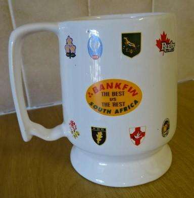 BANKFIN THE BEST VS THE REST SOUTH AFRICA WORLD CUP 1995 GLASS BEER MUG