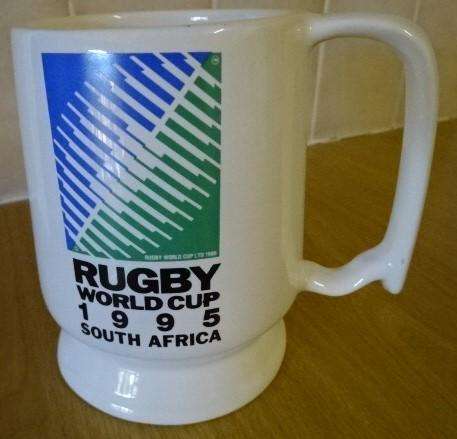 RUGBY WORLD CUP 1995 SOUTH AFRICA GLASS BEER MUG