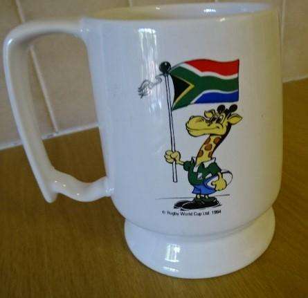 RUGBY WORLD CUP 1995 SOUTH AFRICA GLASS BEER MUG