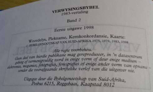 VERWYSINGSBYBEL 1983 VERTALING (DEEL 1 EN DEEL 2)