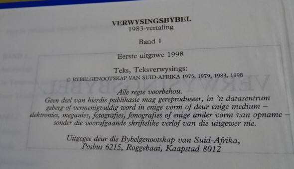 VERWYSINGSBYBEL 1983 VERTALING (DEEL 1 EN DEEL 2)