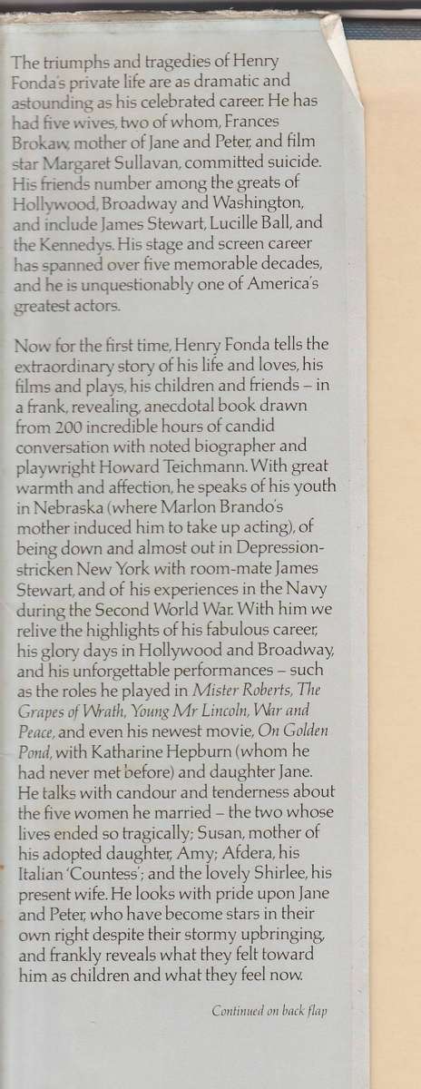 FONDA MY LIFE - HOWARD TEICHMANN (1 ST EDITION 1982)
