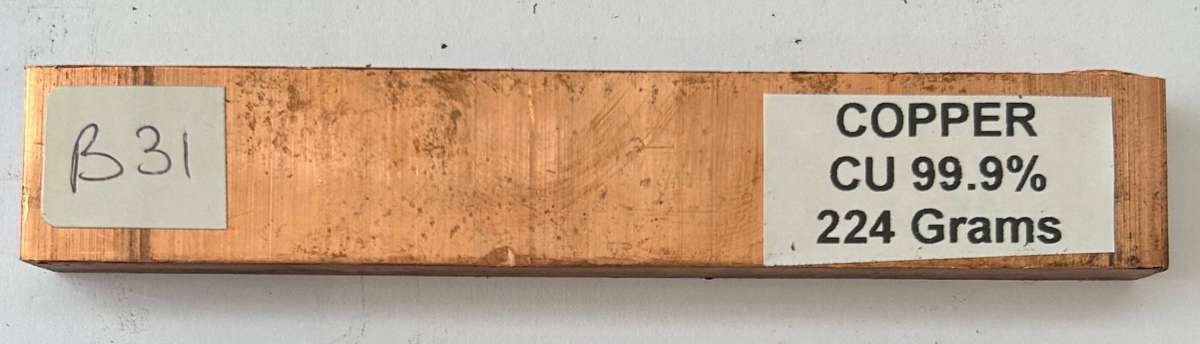COPPER BAR 224 Grams (Cu 99.9%)