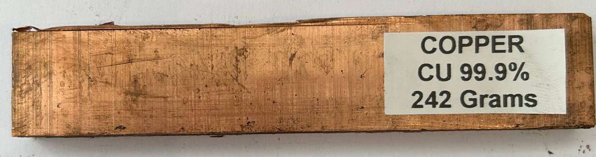 COPPER BAR 242 Grams (Cu 99.9%)