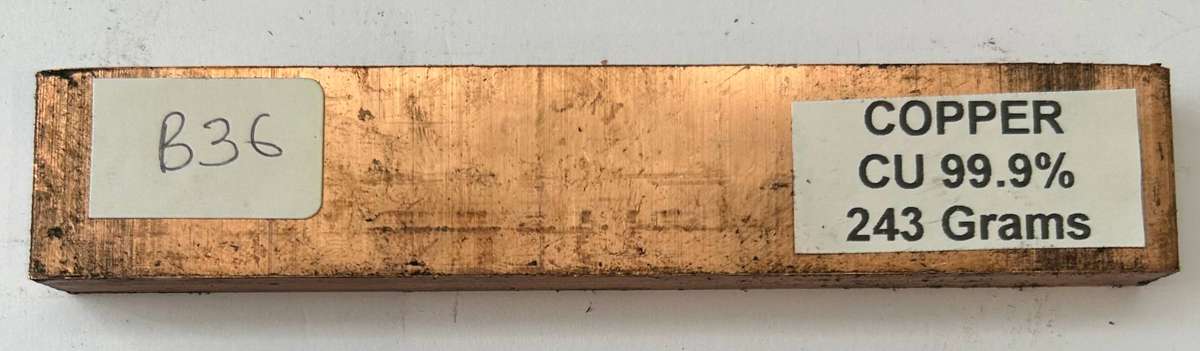 COPPER BAR 243 Grams (Cu 99.9%)