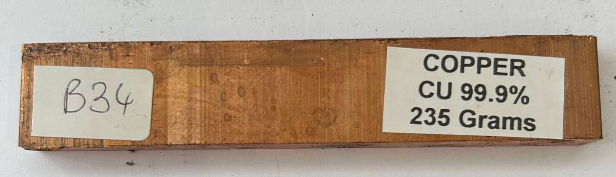 COPPER BAR 235 Grams (Cu 99.9%)