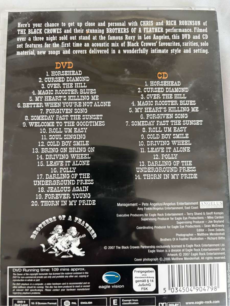 Black Crowes Chris & Rich Robinson Brothers of a Feather Live at the Roxy DVD and CD Combo