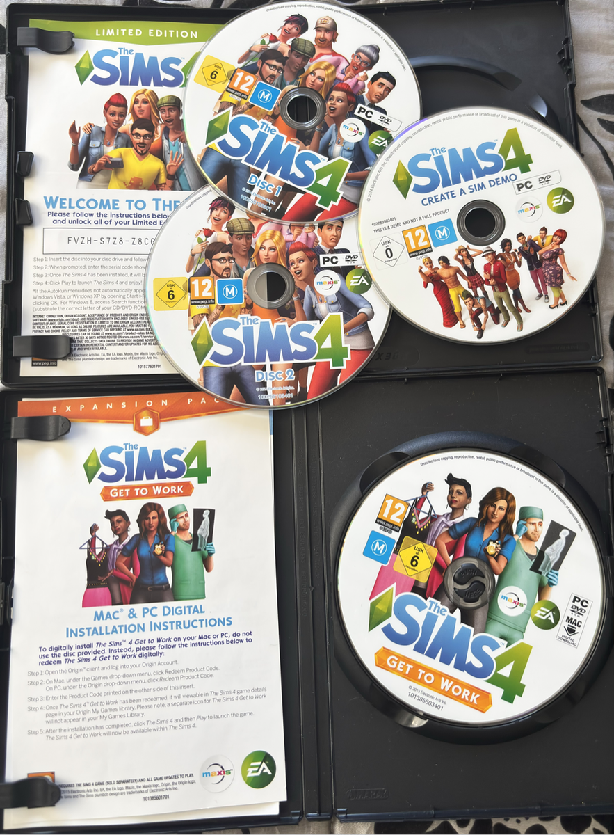 Sims 4 PC DVD Limited Edition 3 discs & Expansion Pack Get to work
