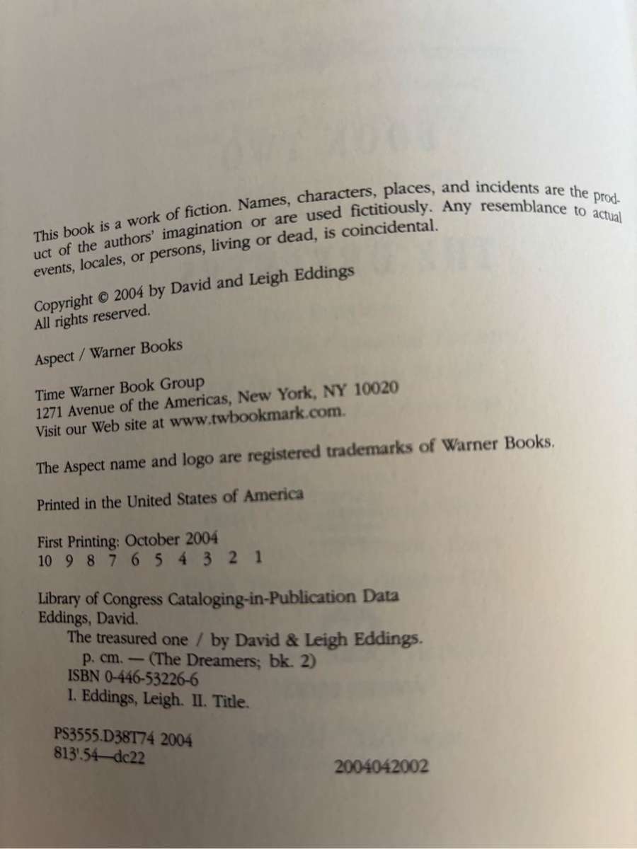 The Best Sellers Epic David & Leigh Eddings The Yreasured One Hardcover 1st Edition 2004