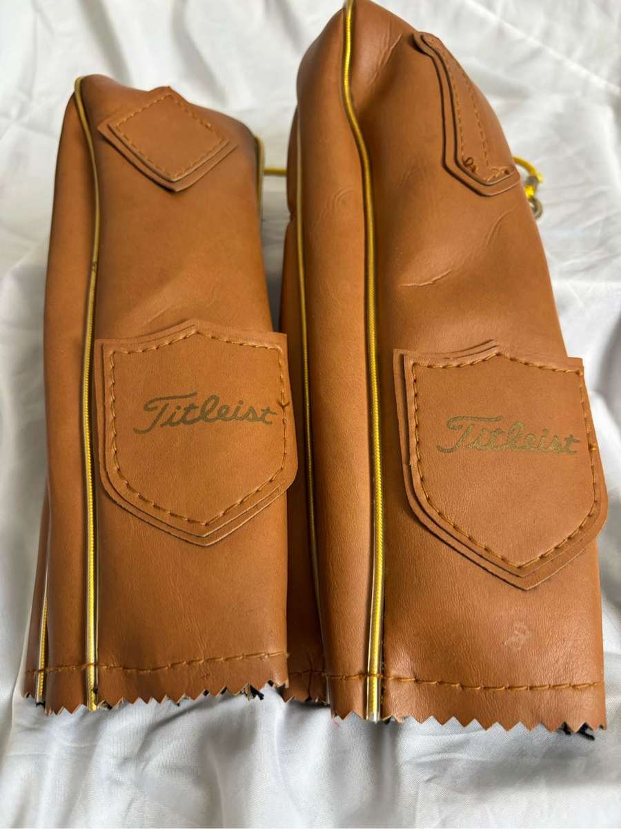 Two Titliest Brown Leather Golf Headcovers golf accessories