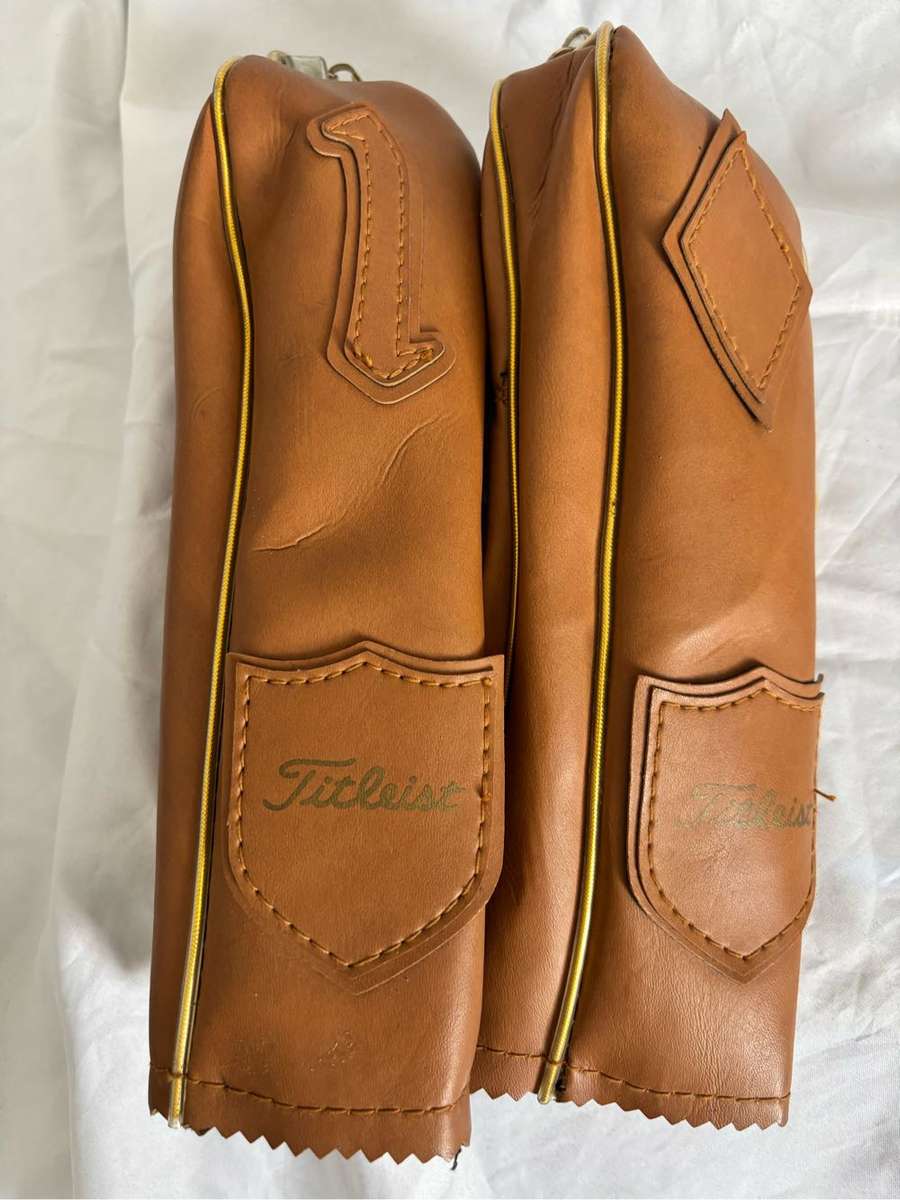 Two Titliest Brown Leather Golf Headcovers golf accessories