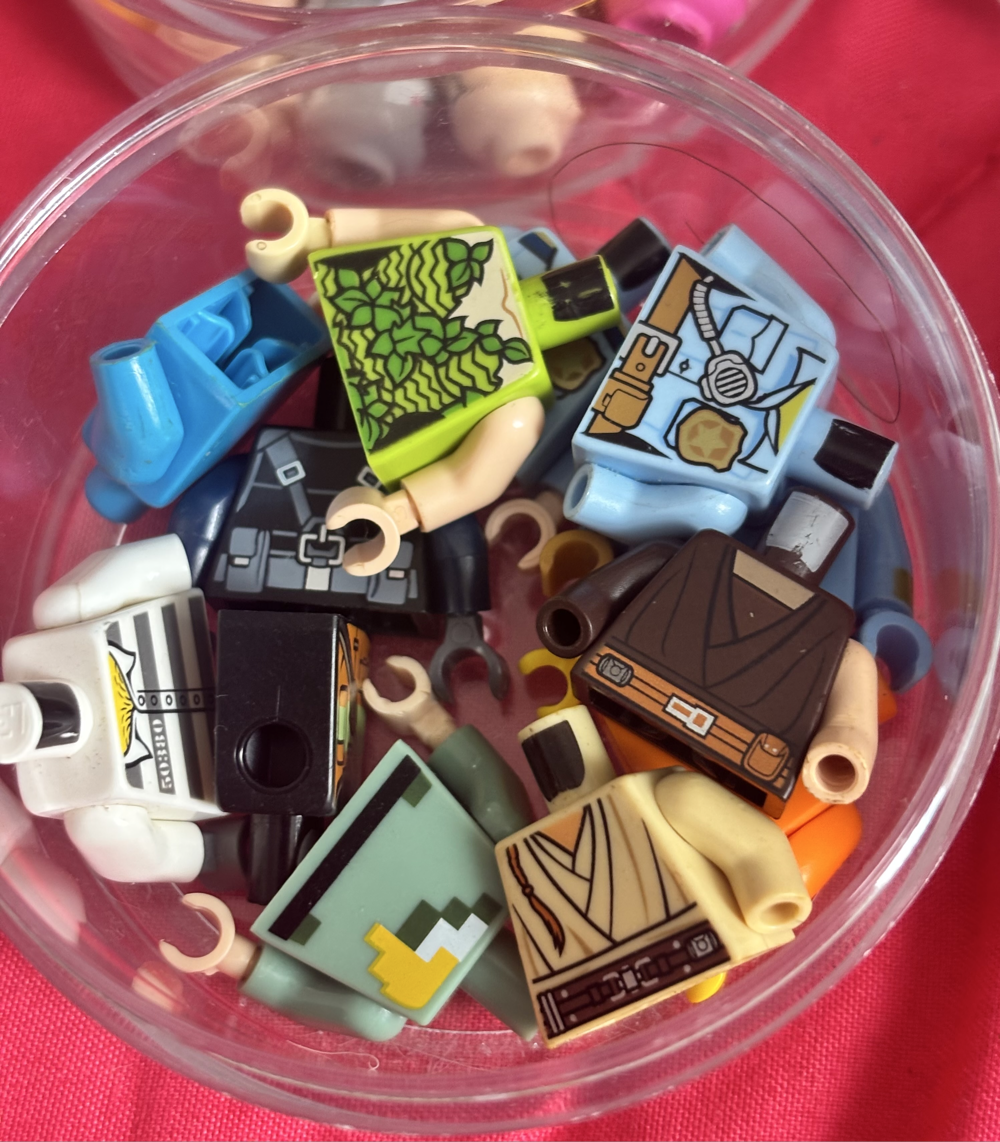 Lego Lot mixed mini figure parts Head, Torso, Legs, Hats, etc.