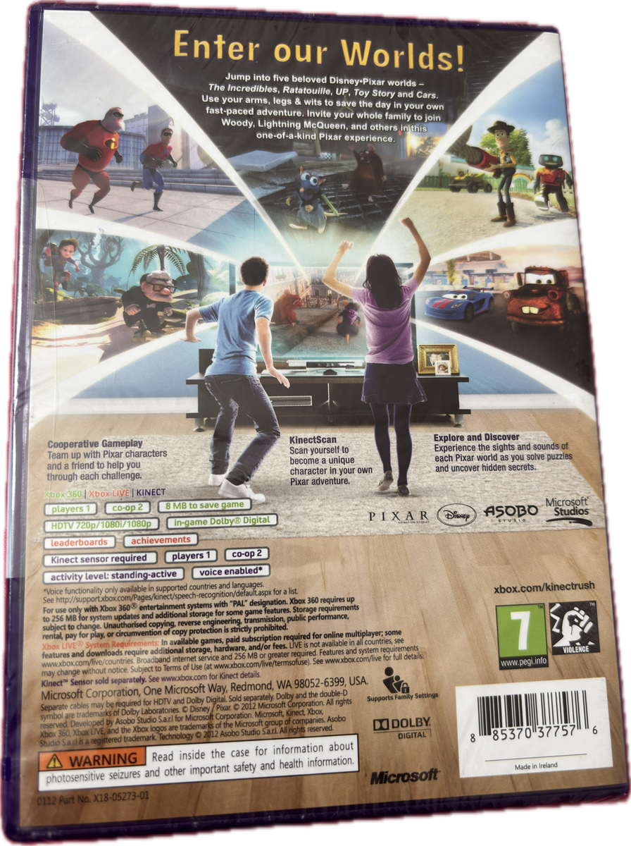 New Sealed X Box 360 Kinect Rush A Disney Pixar Adventure