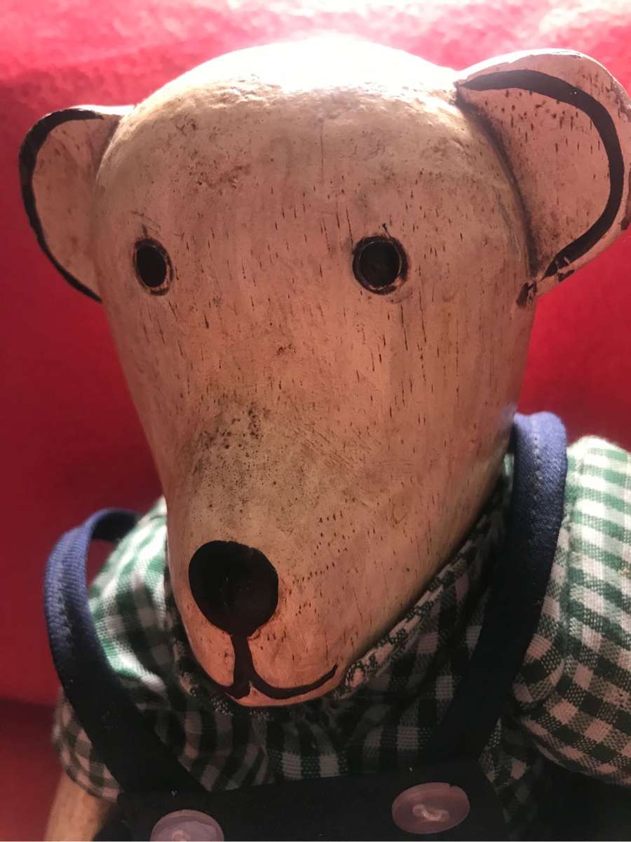 Vintage Wooden Bears with Movable Arms & Legs Dressed