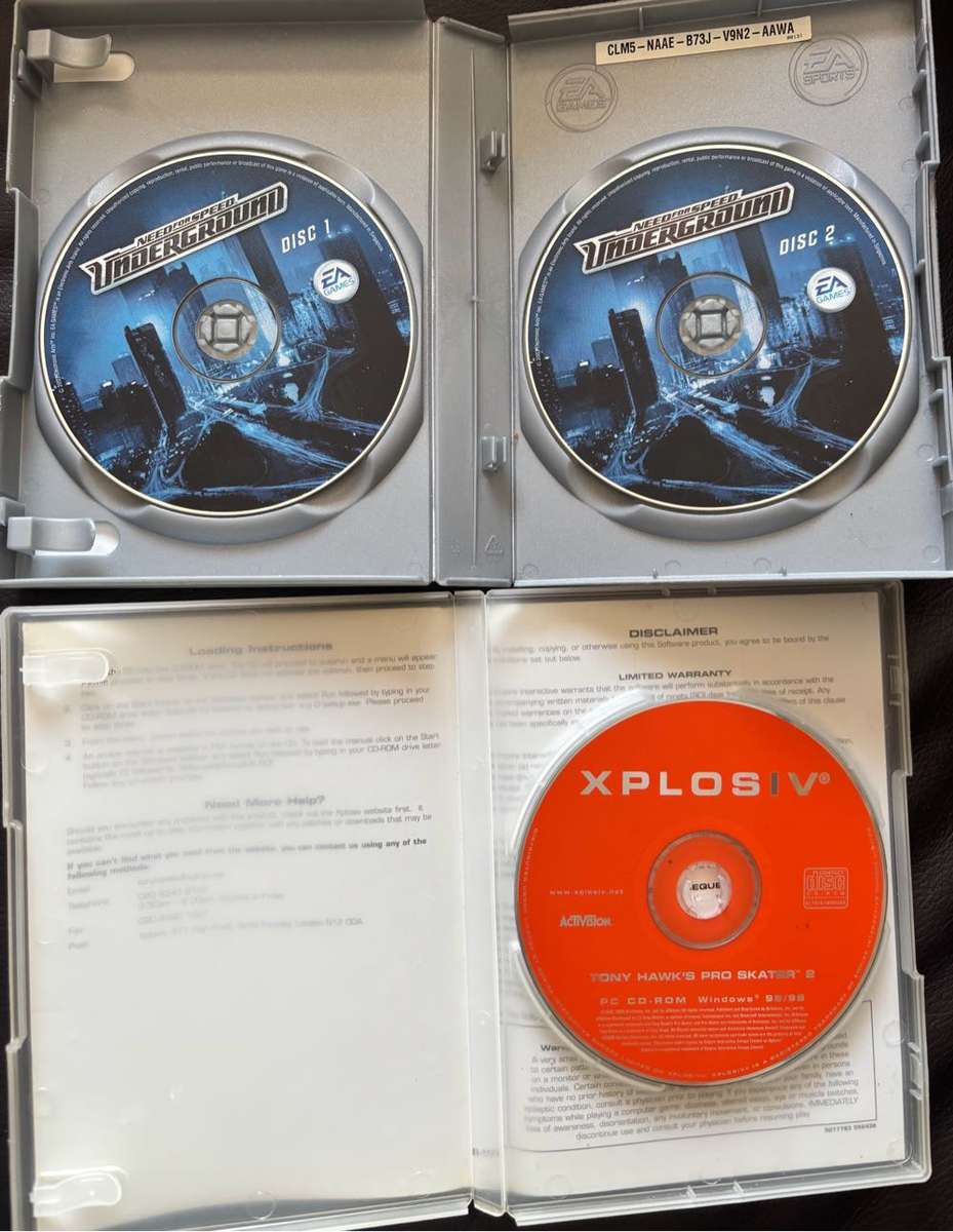 PC Games x 2, Tony Hawks Pro Skater 2 & Need for Speed 2 disks