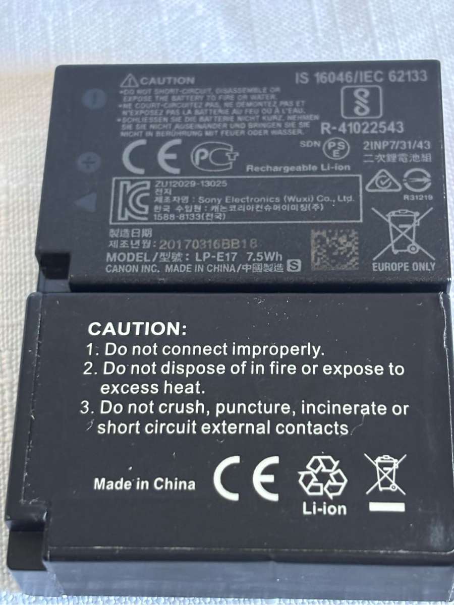 Canon LP E17 Lithium Ion batteries Two available