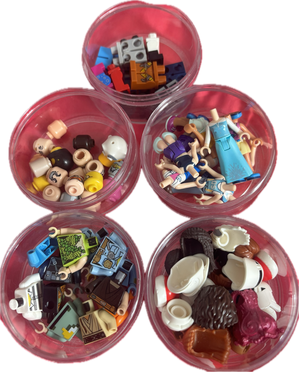 Lego Lot mixed mini figure parts Head, Torso, Legs, Hats, etc.