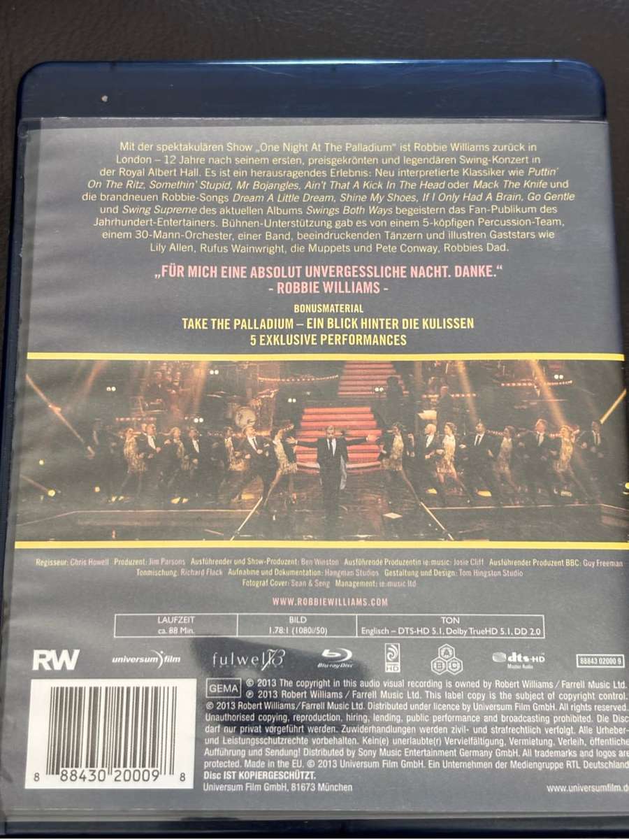 Robbie Williams Music Blu-ray One Night at the Palladium