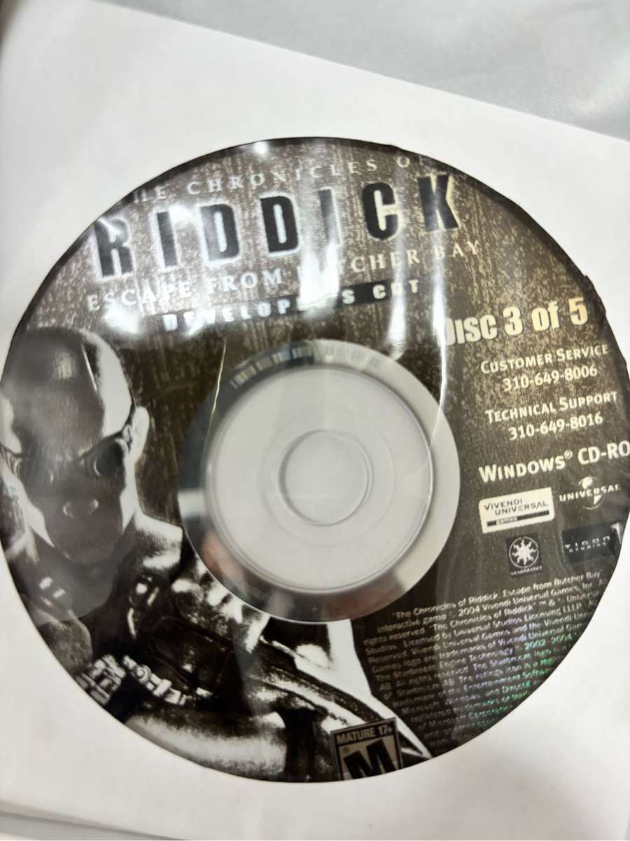 OC CD ROM The Chronicles of Riddick Escape from Butcher Bay 5 Discs  Developers Cut