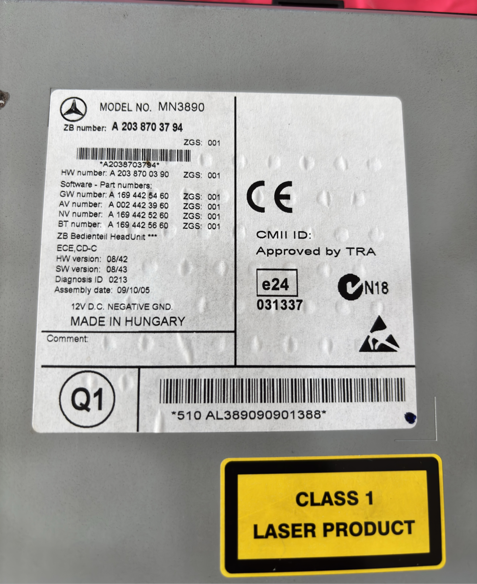 Mercedes Benz Audio 20 NTG2.5 Model CLC class, C Class (W203), G class W463 Radio 2008/9