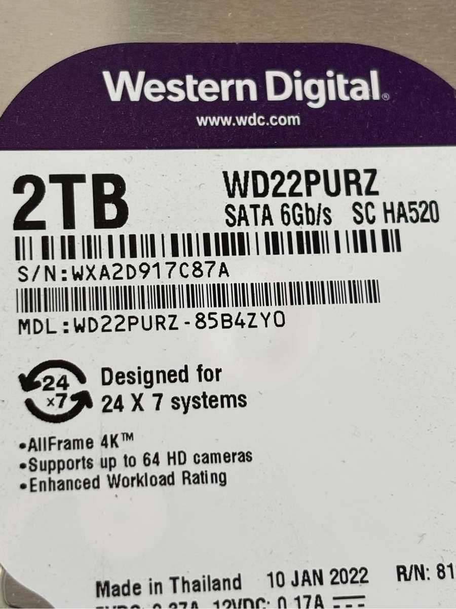 Western Digital 2TB WD22PURZ Sata 6Gb/s SC HA520 Surveillance Hard Drive