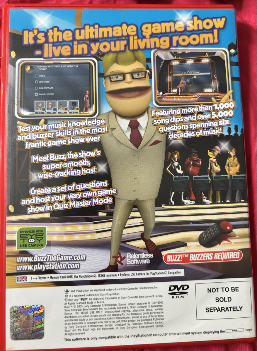 Ps 2 Play Station 2 Buzz Controllers 4 & The Music Quiz Game Combo