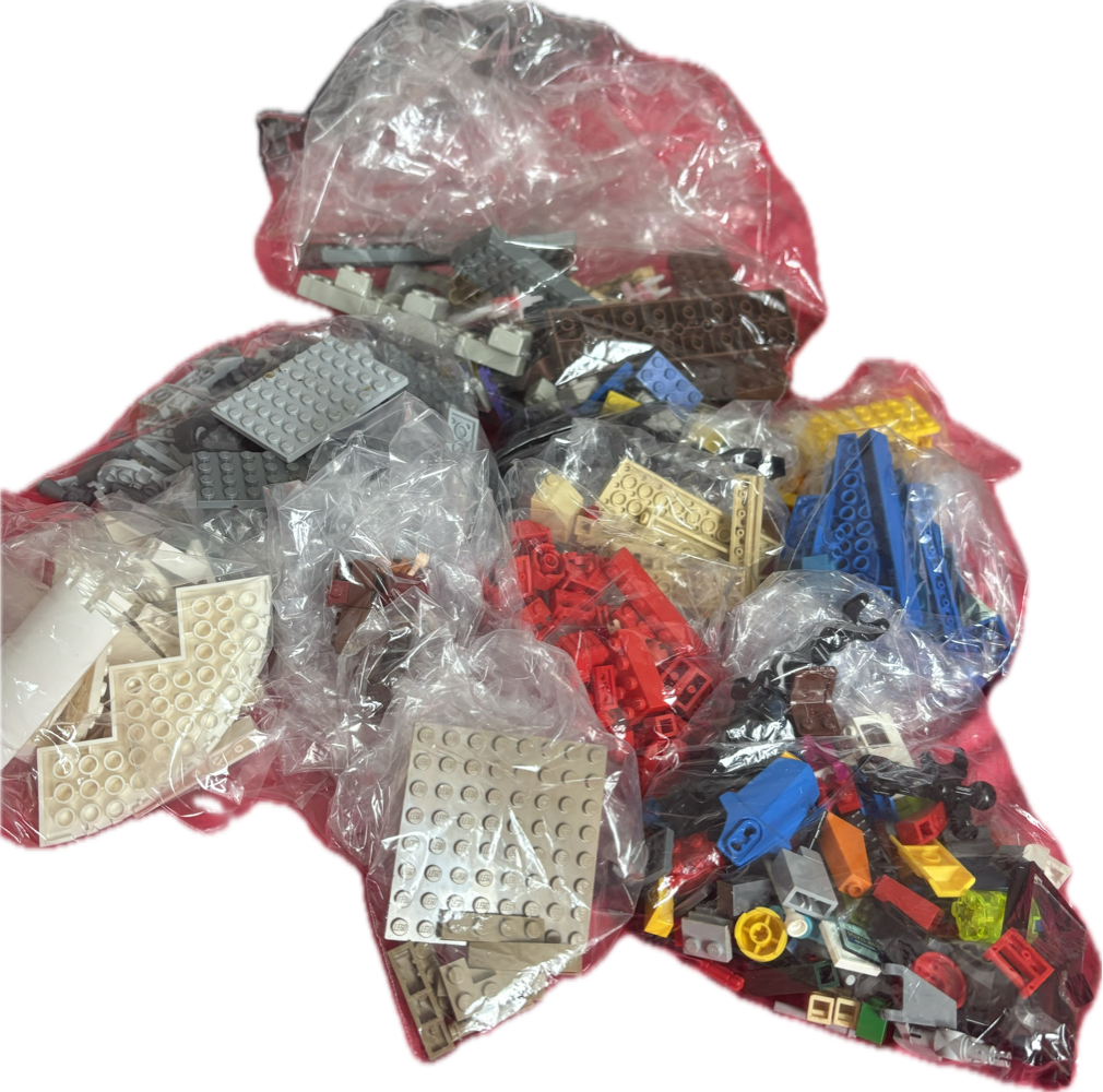 Lego mix pieces colours red, blue, grey, black, yellow, white Lego