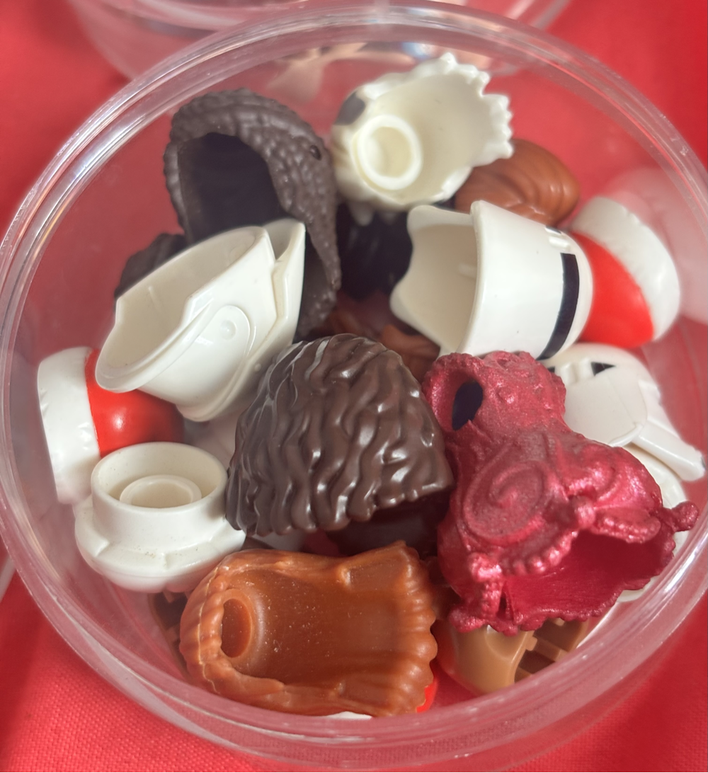 Lego Lot mixed mini figure parts Head, Torso, Legs, Hats, etc.