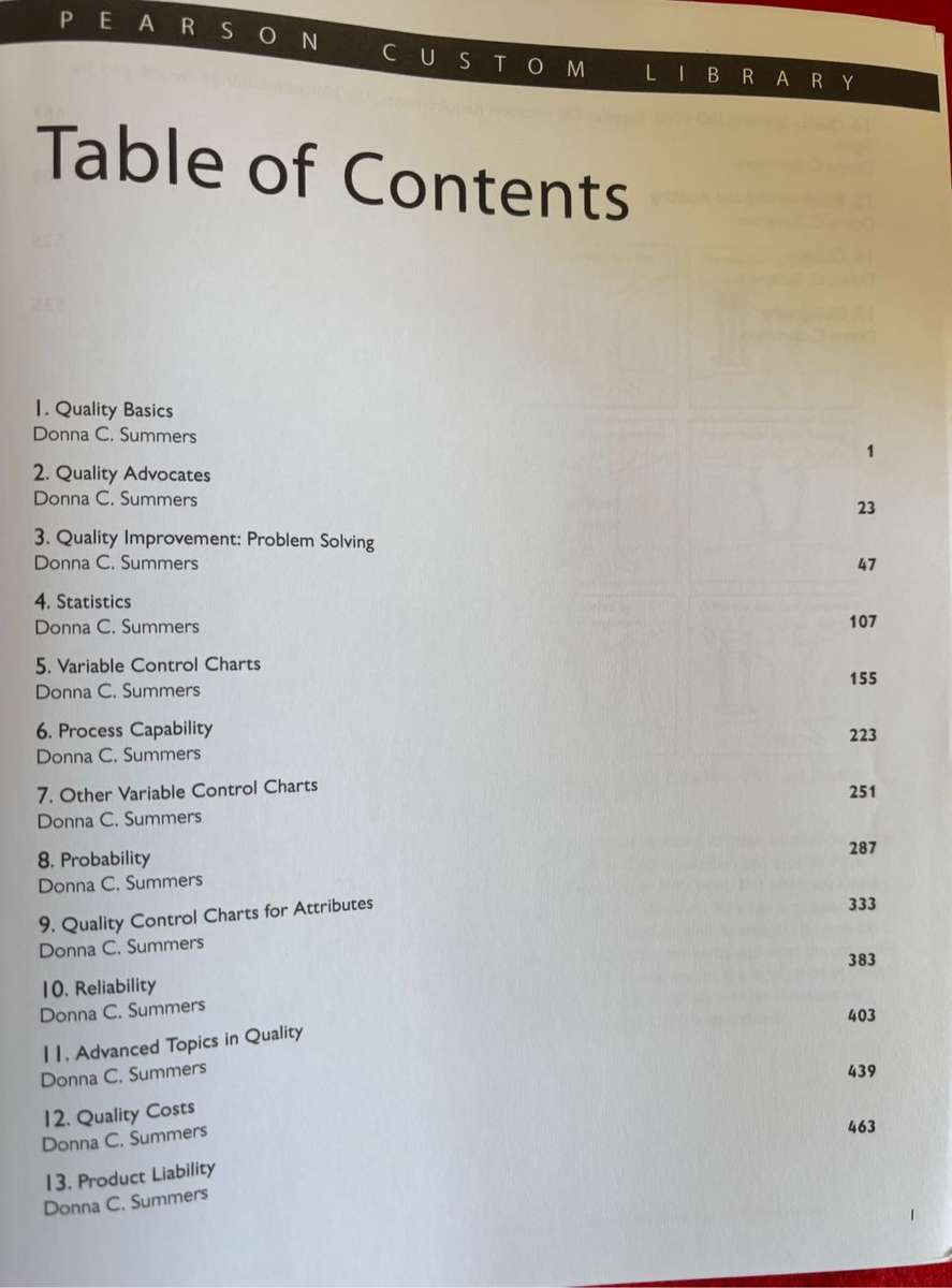 Quality Pearson New International Edition 5th Edition Donna C Summers