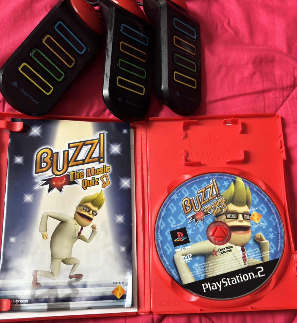 Ps 2 Play Station 2 Buzz Controllers 4 & The Music Quiz Game Combo