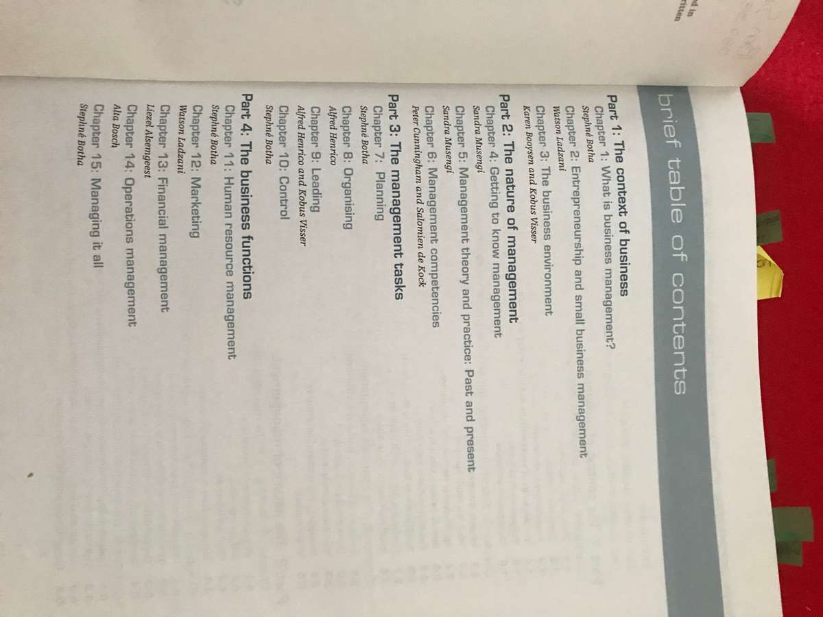 INTRODUCTION TO BUSINESS MANAGEMENT: FRESH PERSPECTIVES S Musengi, S Botha Pearson