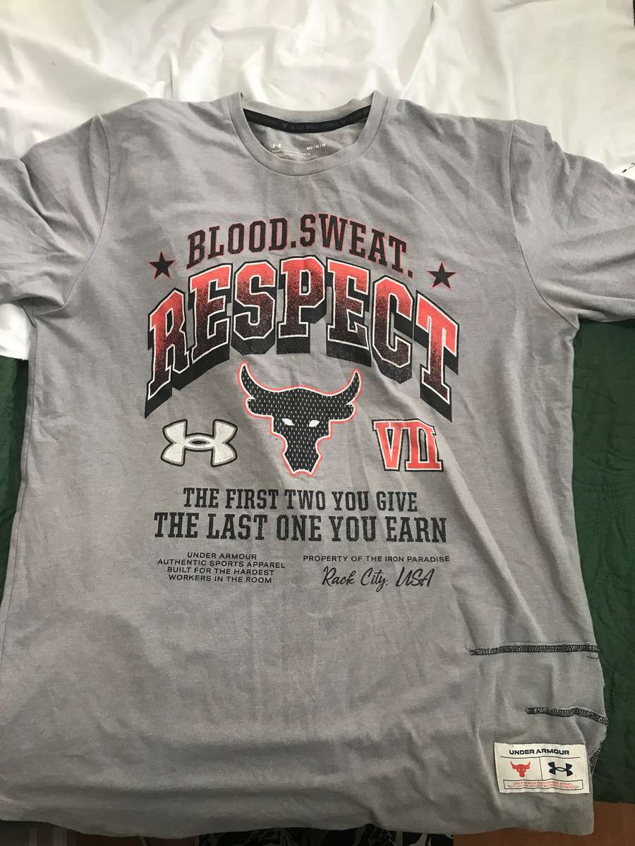 Under Armour Project Rock Brahma Blood Sweat Respect Grey T-shirt Adult Medium