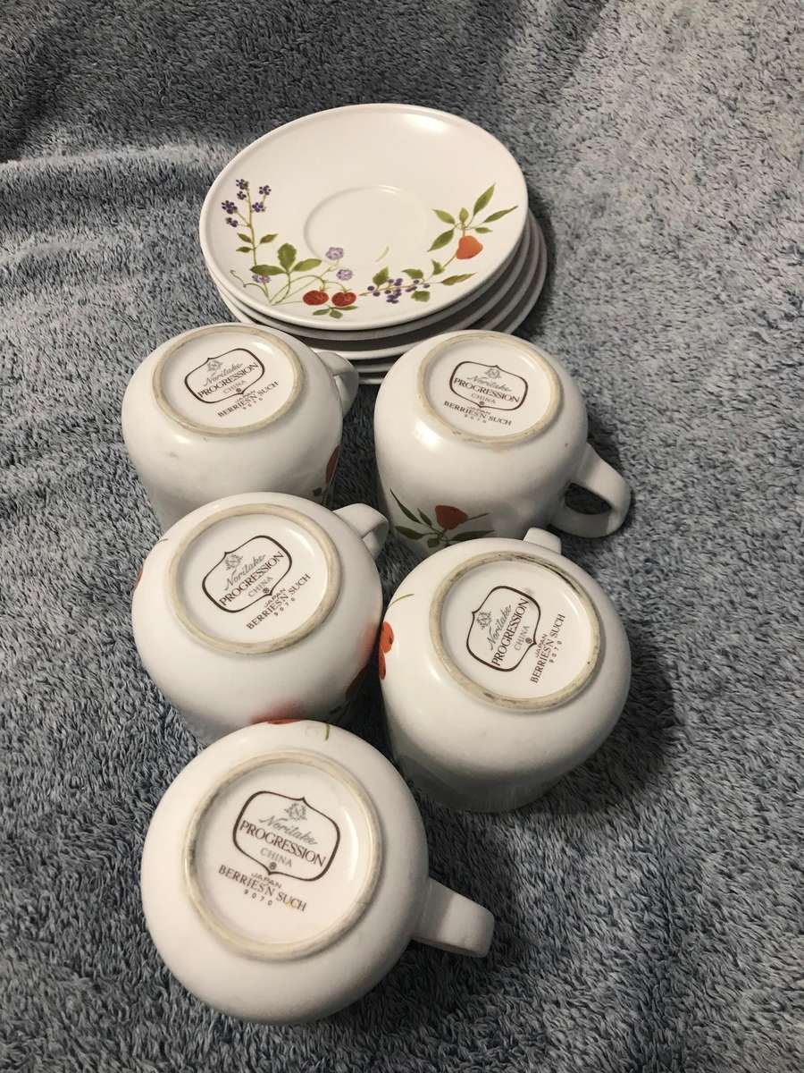 Noritake Progression Berries Such 9070 cups and sauces x5