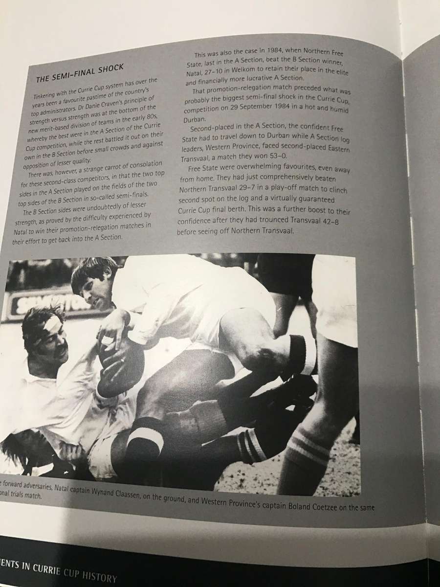 Great Moments in Currie Cup History - By Wim van der Berg