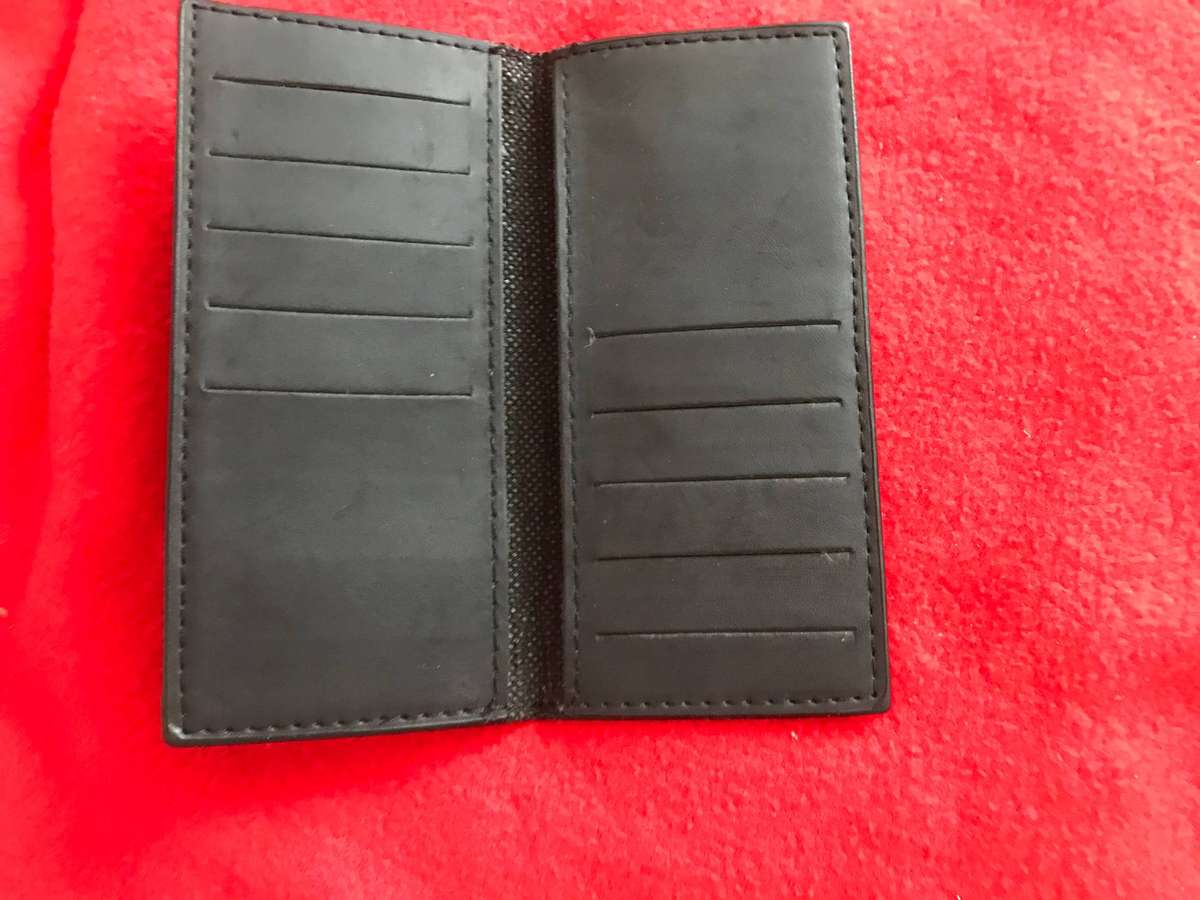 Grey Wallet  and bankcard holder name engraved Linda