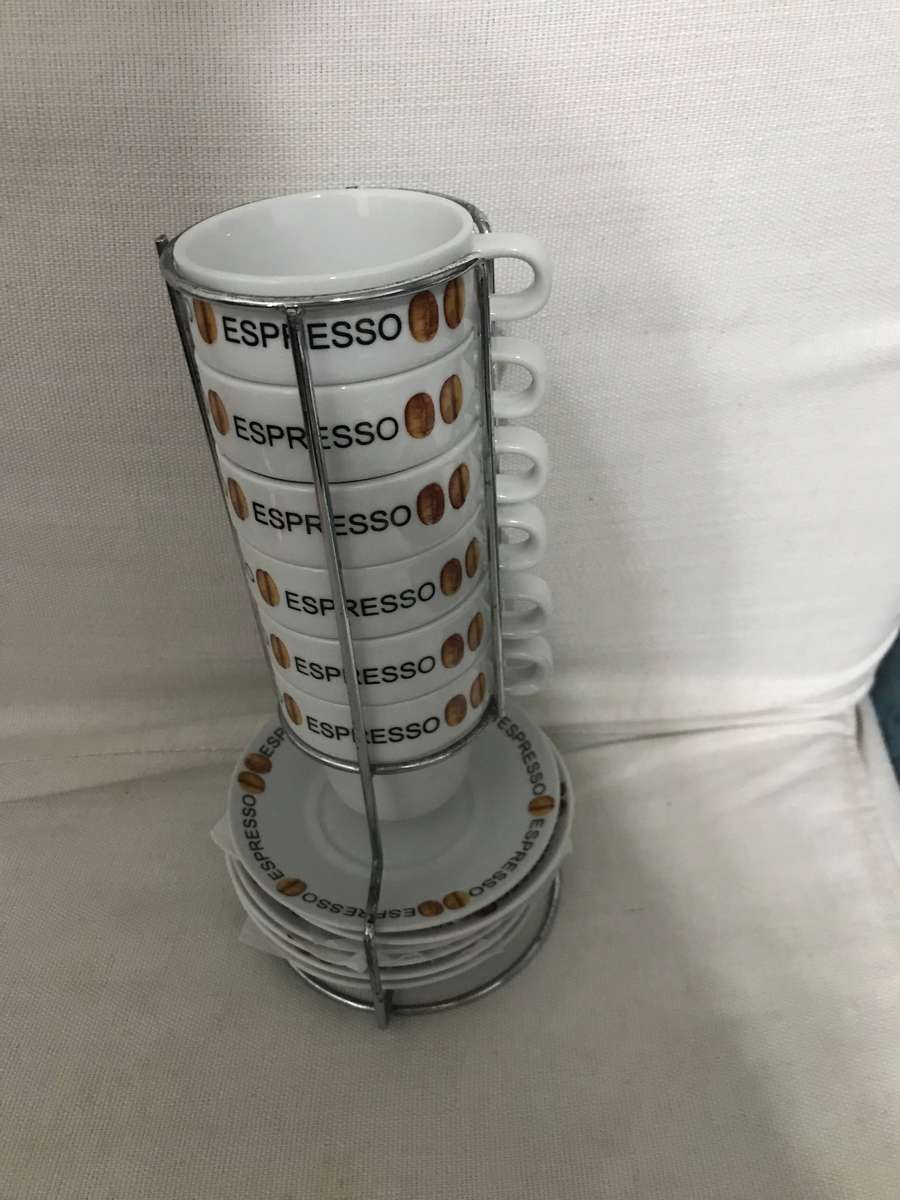 Espresso set of 6 cups and saucer including stand
