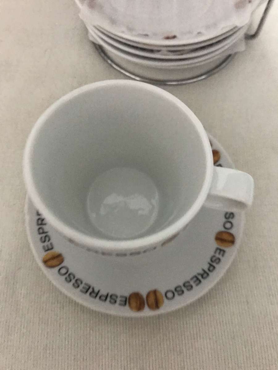 Espresso set of 6 cups and saucer including stand