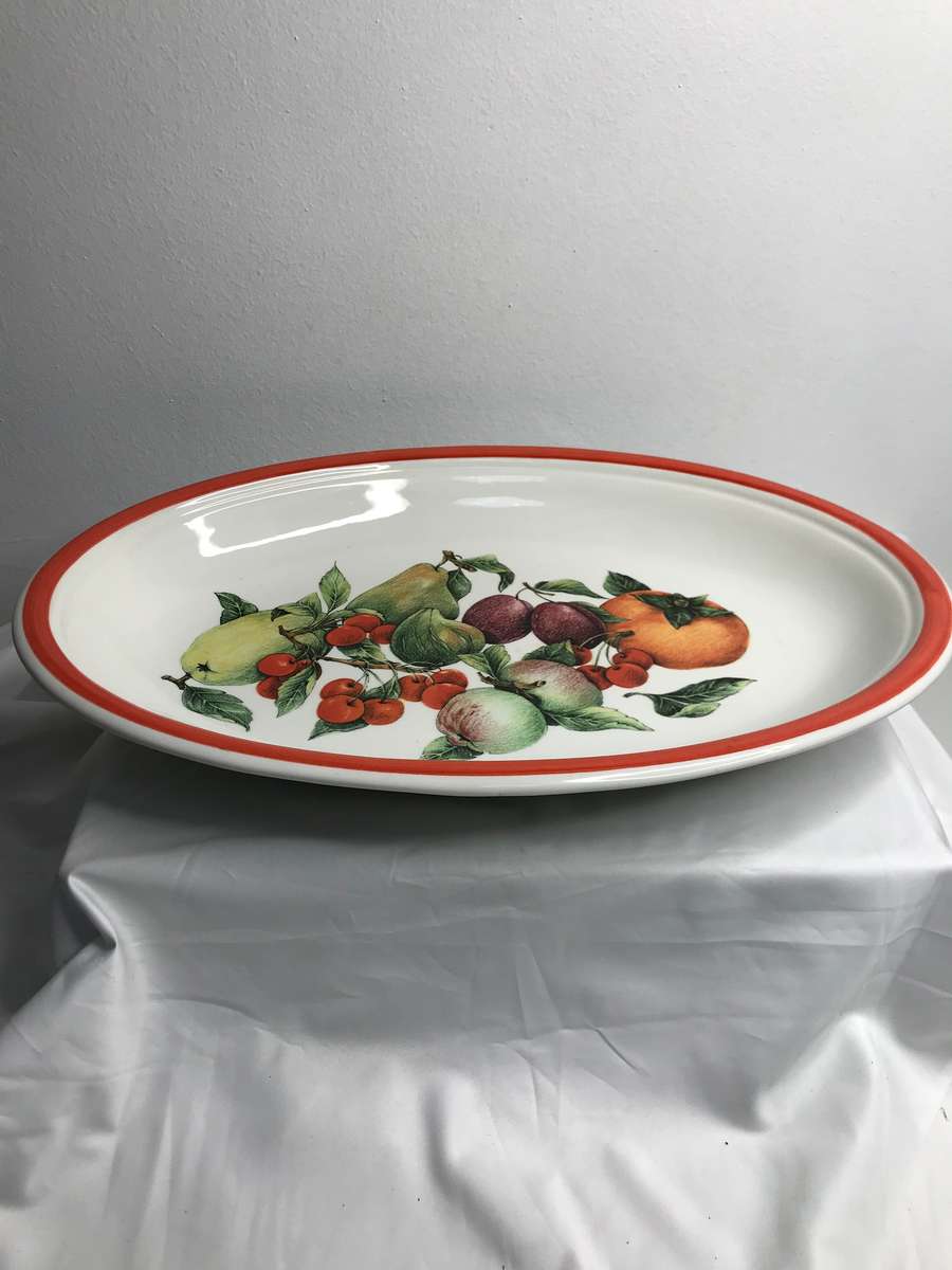 Serving Bowl Large Ceramic Fruit Painted inside ARM Made in Italy 46cm x 35cm