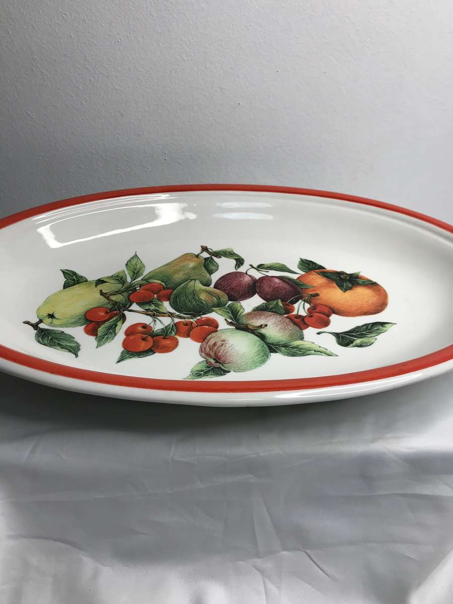 Serving Bowl Large Ceramic Fruit Painted inside ARM Made in Italy 46cm x 35cm