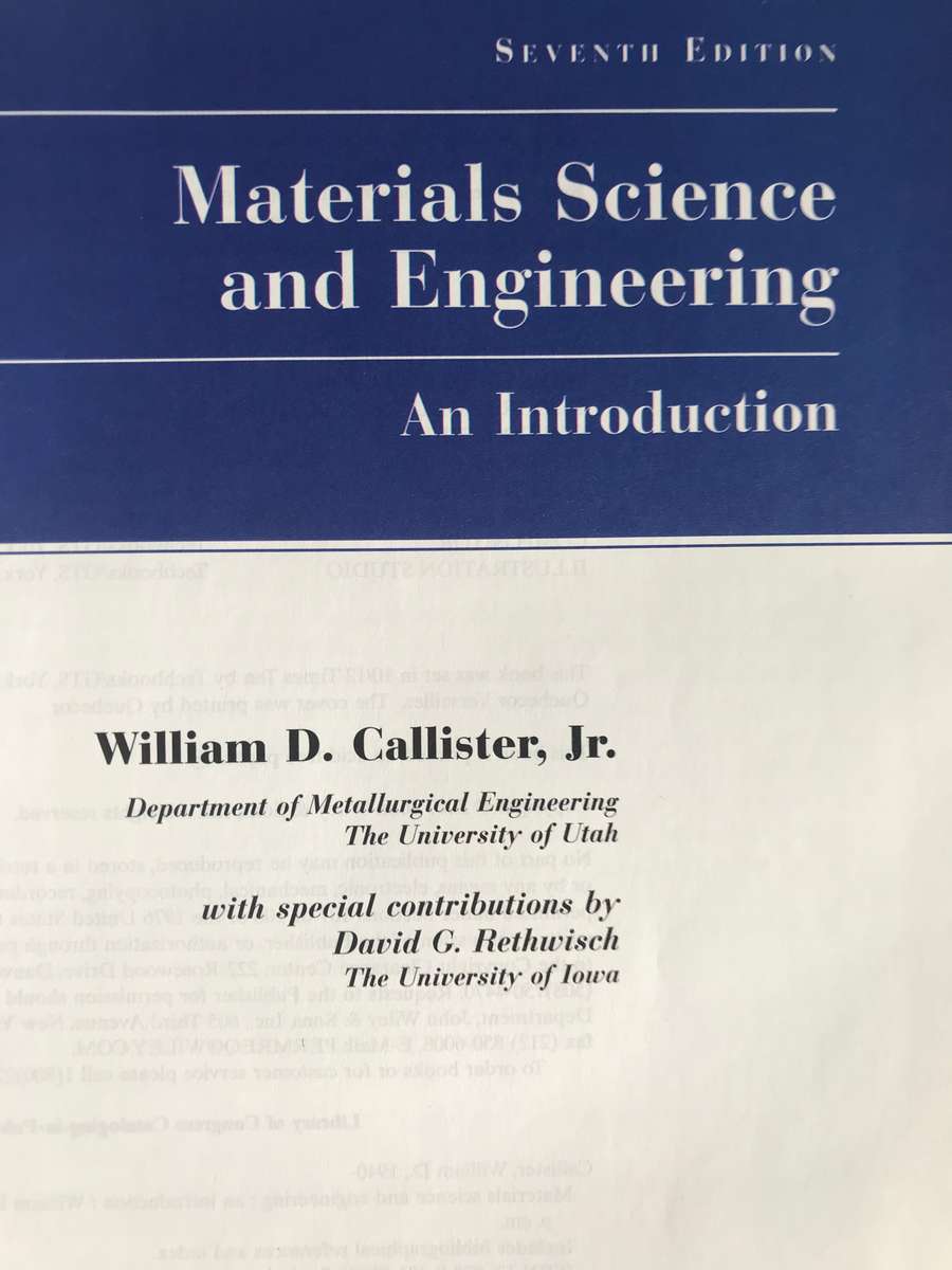 Materials Science and Engineering an Introduction William D. Callister, Jr hardcover