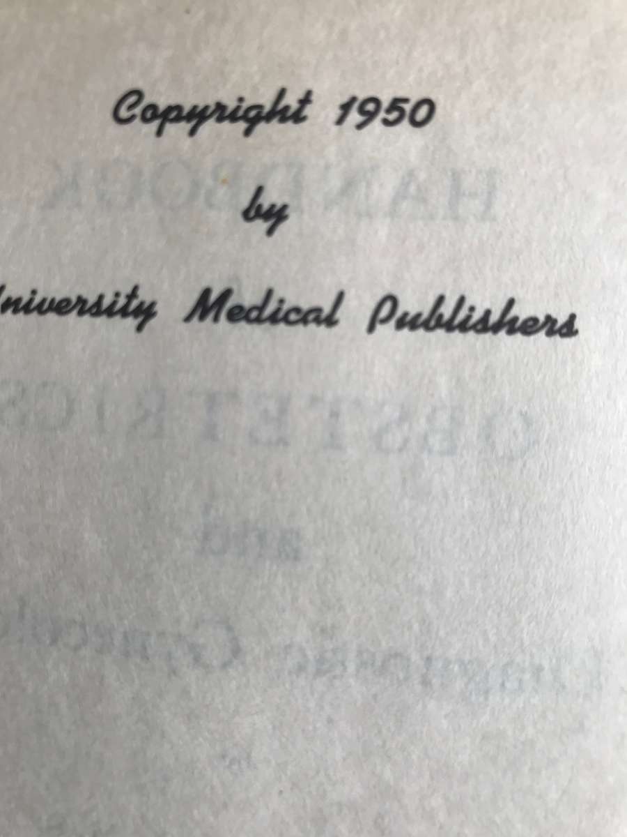 Handbook of Obstetrics and Diagnostic Gynecology 1st Edition 1950