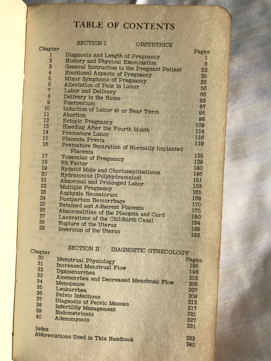 Handbook of Obstetrics and Diagnostic Gynecology 1st Edition 1950