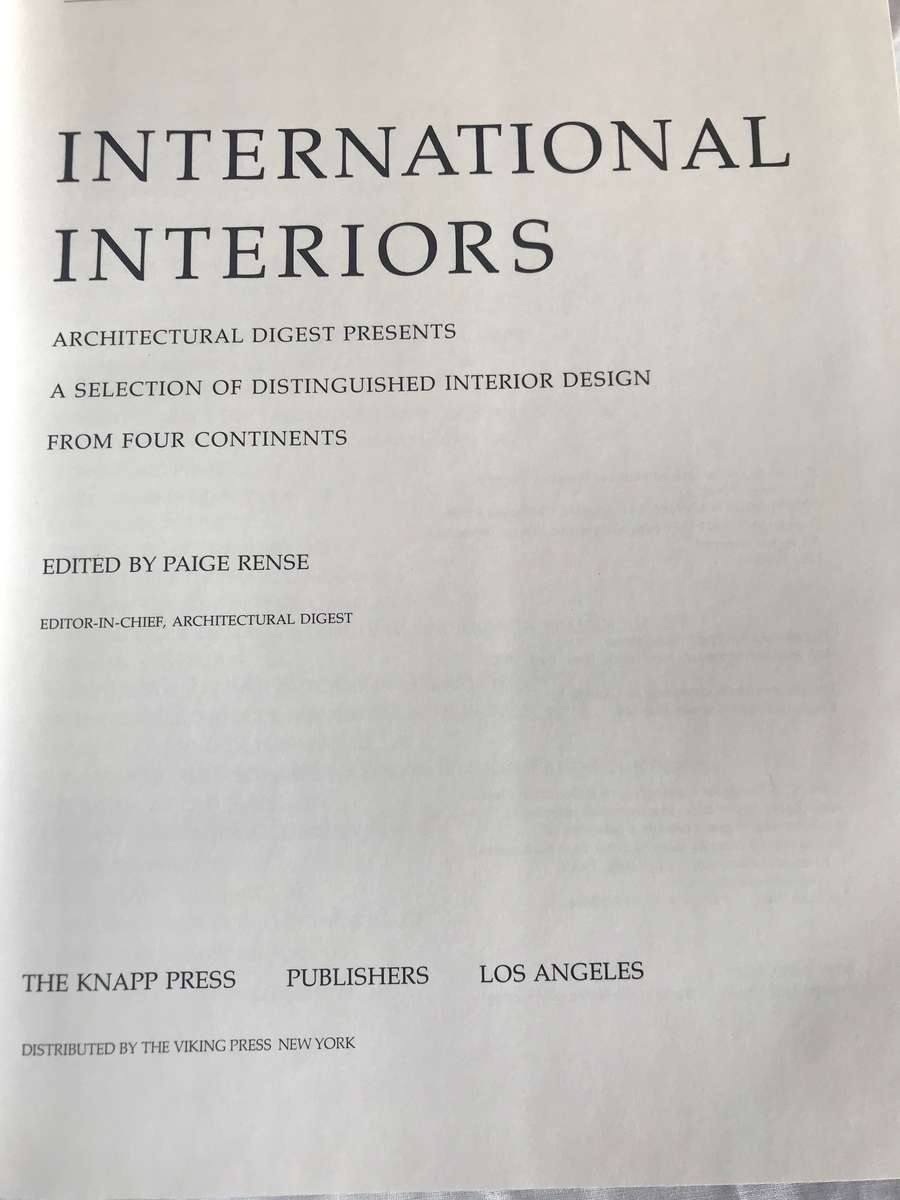 Architectural Digest International Interiors. hardcover
