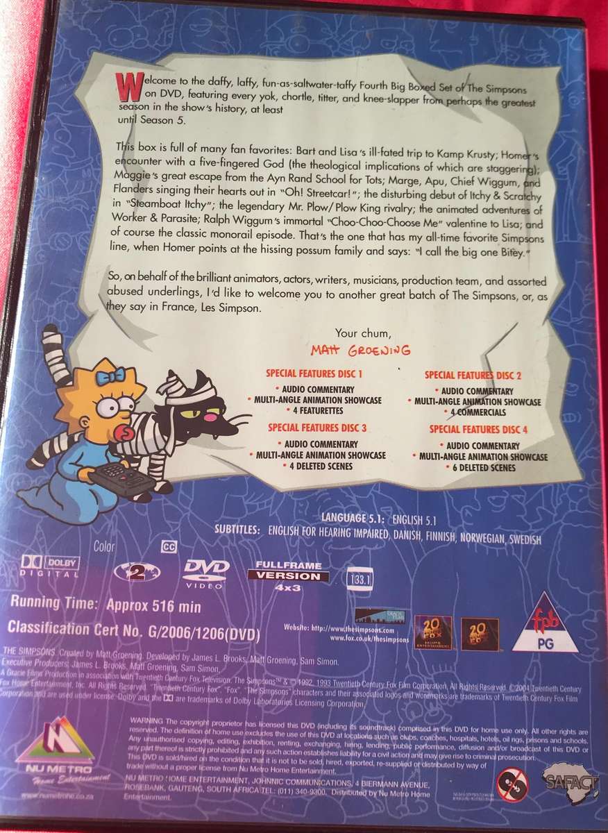 Simpsons 4th Big Box Set greatest until season 5
